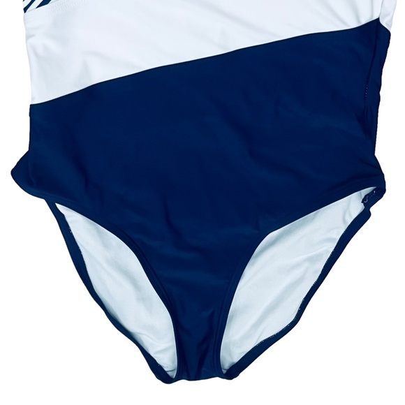 Kona Sol Swimsuit UPF 50+Navy White One Shoulder Striped One Piece M - Picture 3 of 10